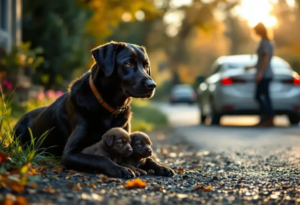 En apercevant une chienne et ses 2 chiots au bord de la route, une automobiliste ressent un besoin irrésistible de faire demi-tour pour les sauver