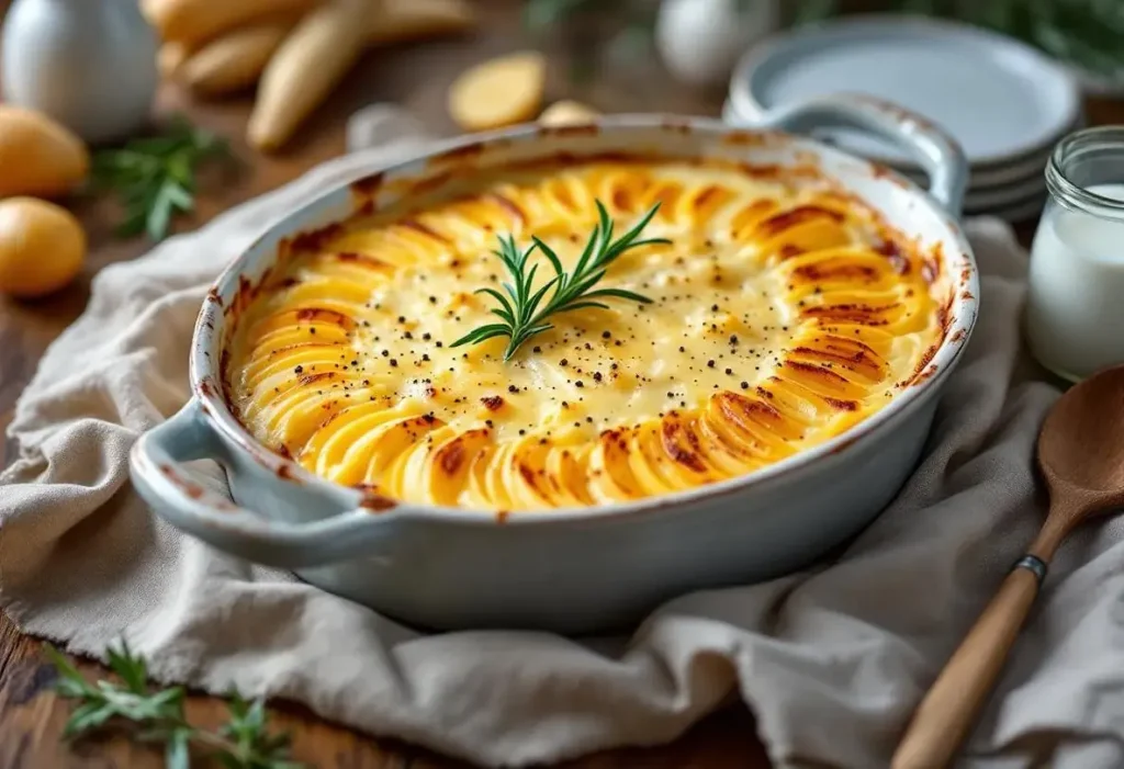 Le gratin d’hiver qui séduit tout le monde : quand le panais fond dans la crème et le romarin au four