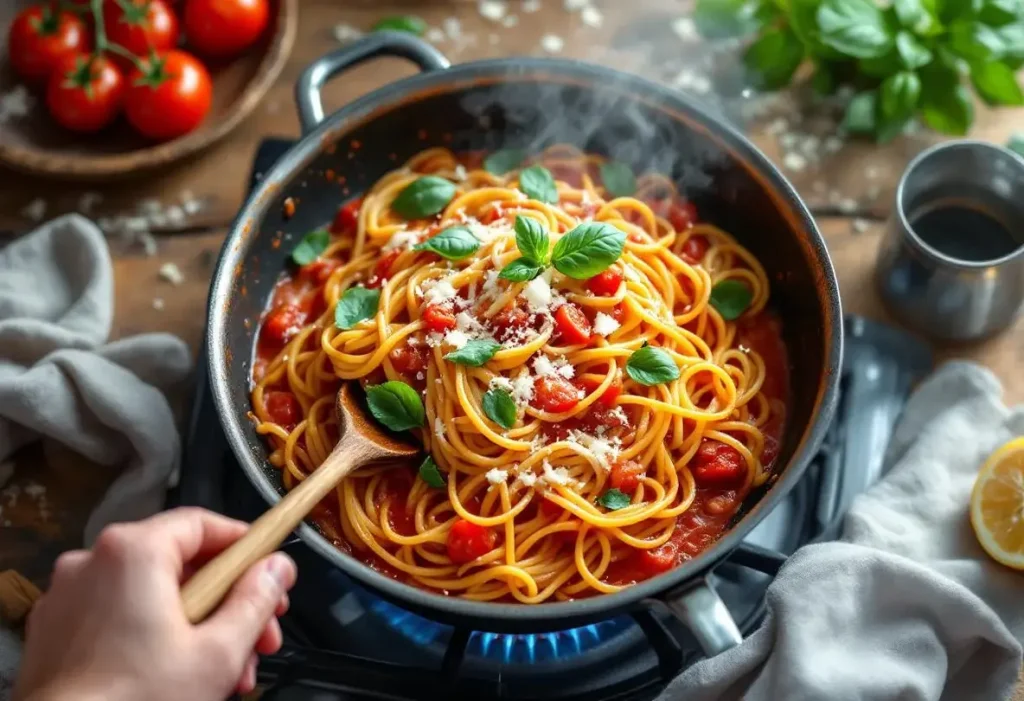 Les pâtes cuites dans la sauce réinventent vos dîners et divisent le temps de préparation par deux