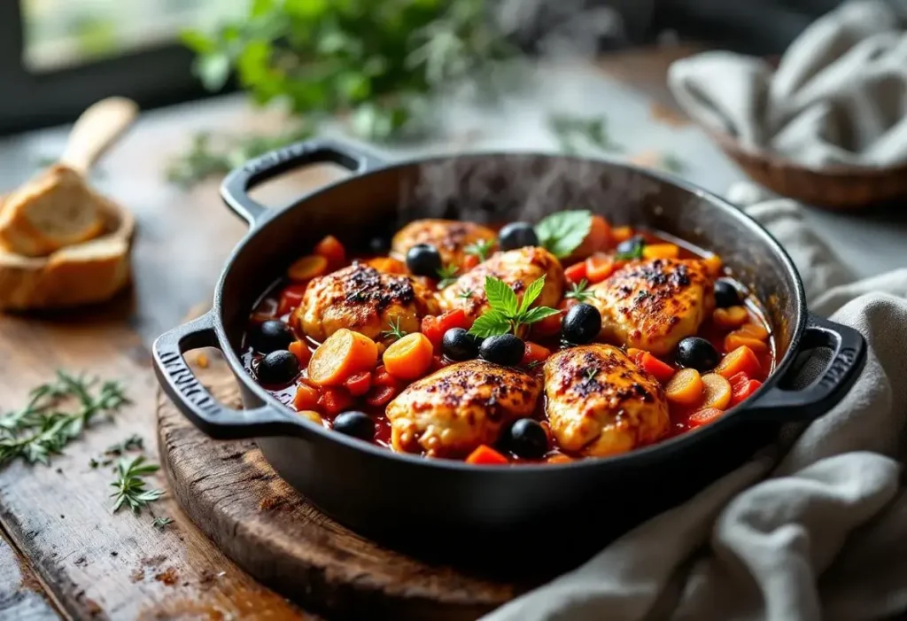 Pollo alla cacciatora : le poulet italien du dimanche mijoté aux tomates et aux olives
