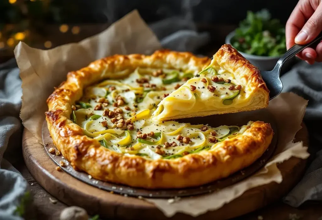 Tarte fine poireaux-parmesan ultra rapide pour régaler vos douces soirées d'hiver