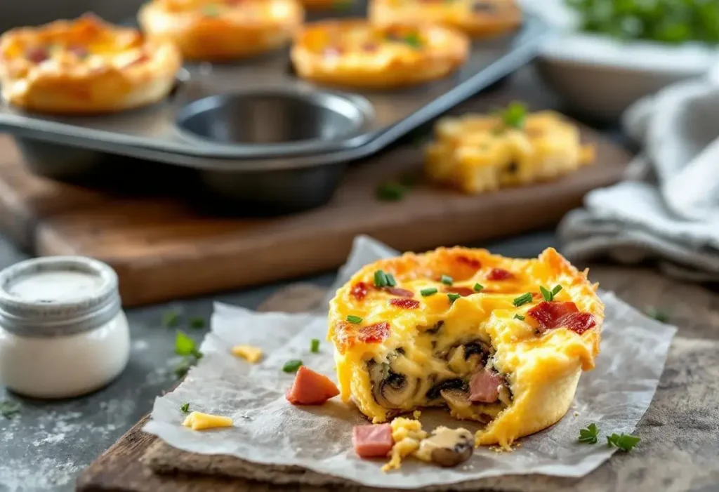 Mini quiches sans pâte jambon-champignons : prêtes en 10 min, dorées à la perfection
